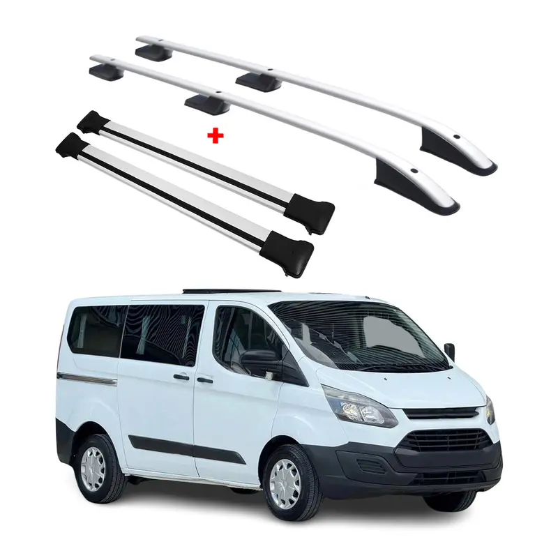 Kit Barres de toit pour Ford Transit Tourneo Custom 2012-2024 Court L1 Alu Gris