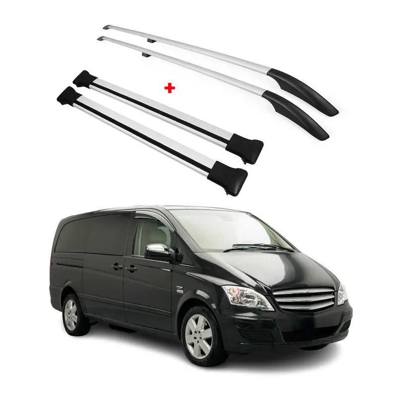 Kit Barres de toit pour Mercedes Vito / V Klasse W447 W639 2003-2026 L1 Alu Gris