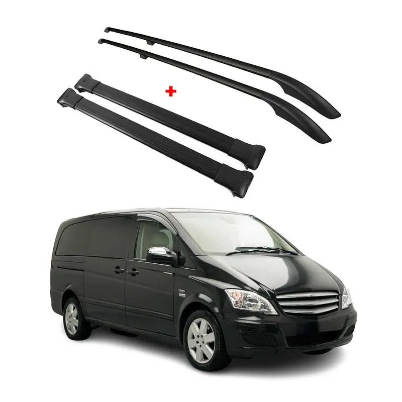 Kit Barres de toit pour Mercedes Vito / V Klasse W447 W639 2003-2026 L1 Alu Noir