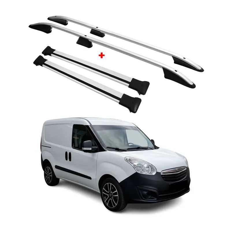 Kit Barres de toit pour Opel Combo D 2010-2018 Alu Gris L1 Empattement Court 4x
