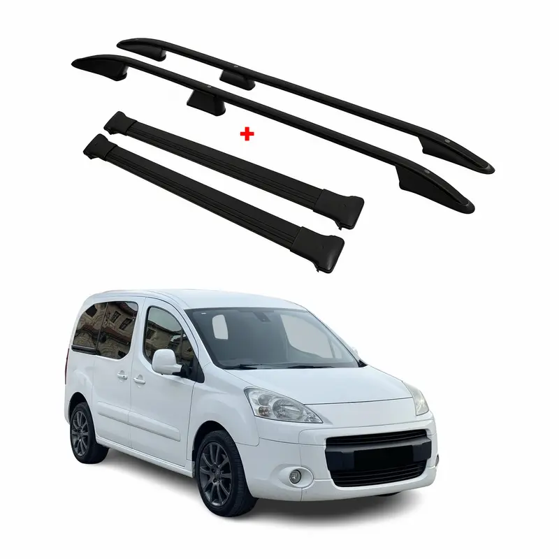 Kit Barres de toit pour Peugeot Partner 2018-2026 Alu Noir L1 Empattement Court