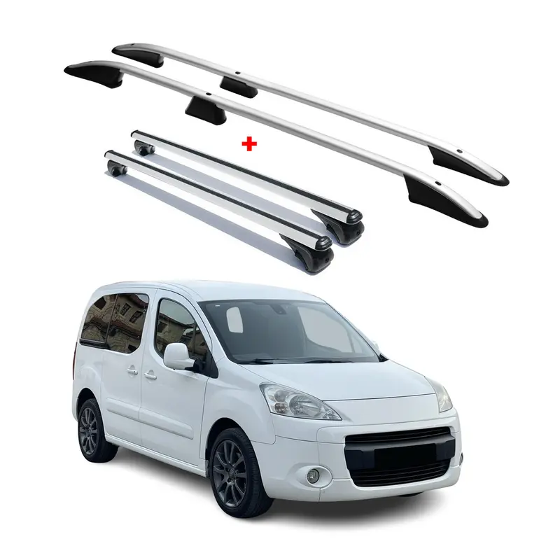 Kit Barres de toit pour Peugeot Partner Tepee 2008-2018 L1 Alu Gris 4x