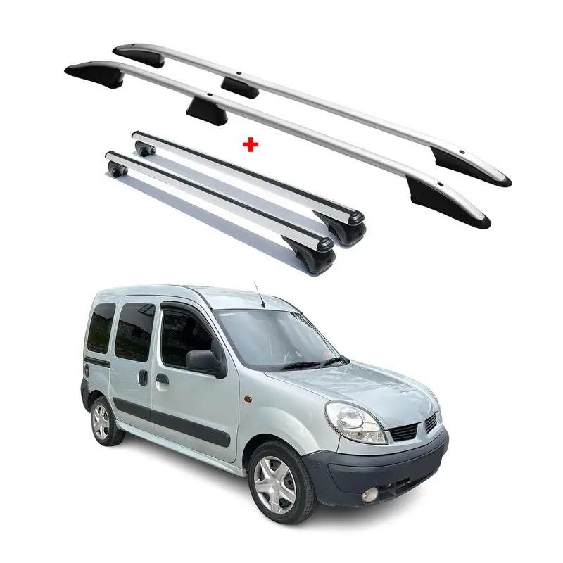 Kit Barres de toit pour Renault Kangoo 2004-2008 L1 Alu Gris 4x