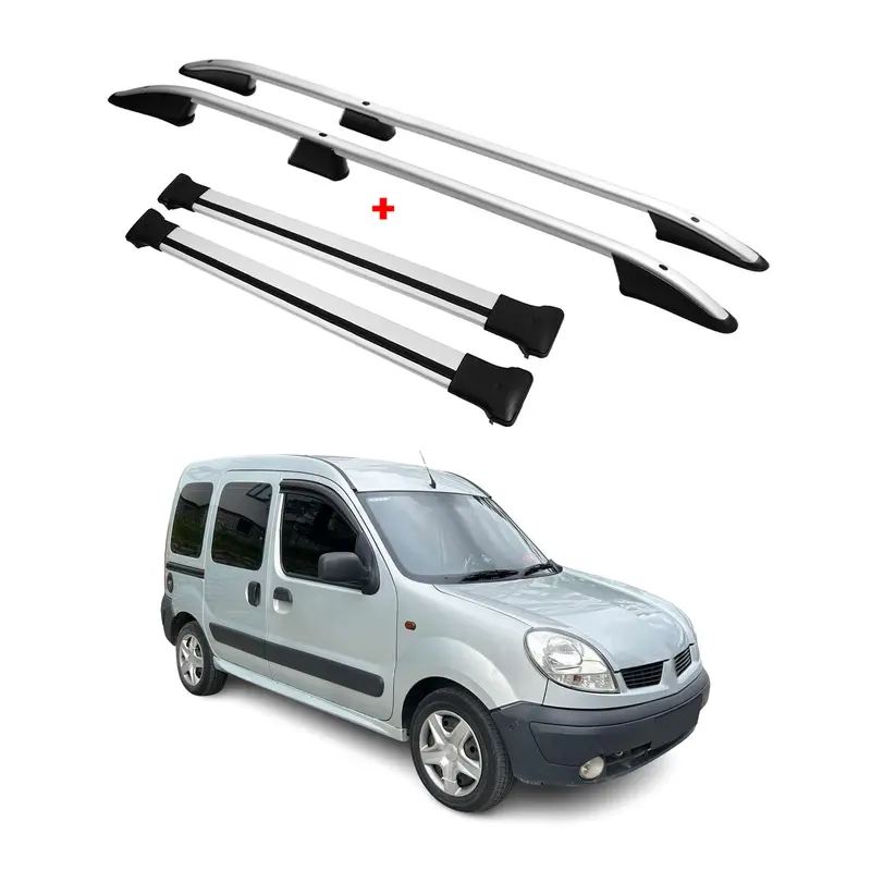 Kit Barres de toit pour Renault Kangoo I 2004-2008 L1 Empattement Court Gris 4x