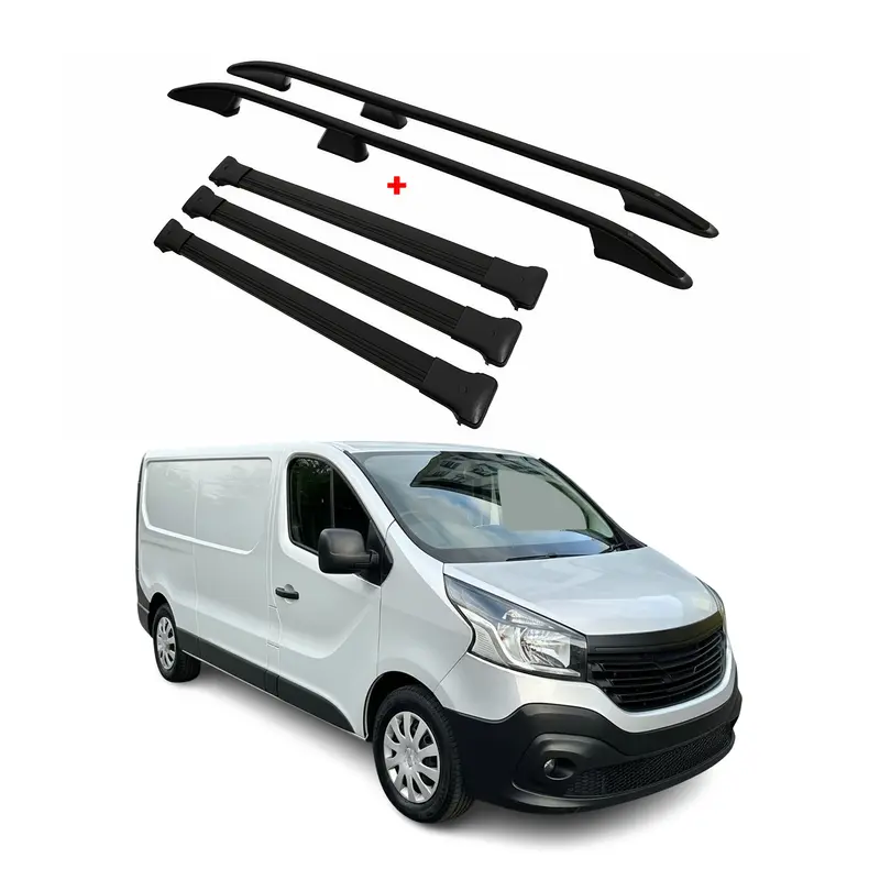 Kit Barres de toit pour Renault Trafic 2014-2026 L2 Long Noir 5x