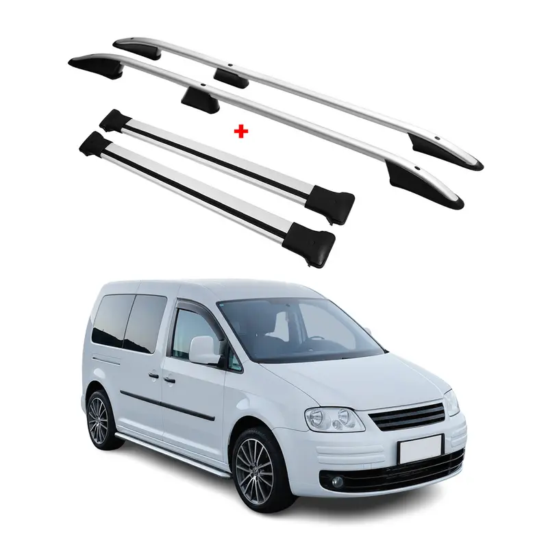 Kit Barres de toit pour VW Caddy 2003-2010 Alu Gris L2 Empattement Long 4x