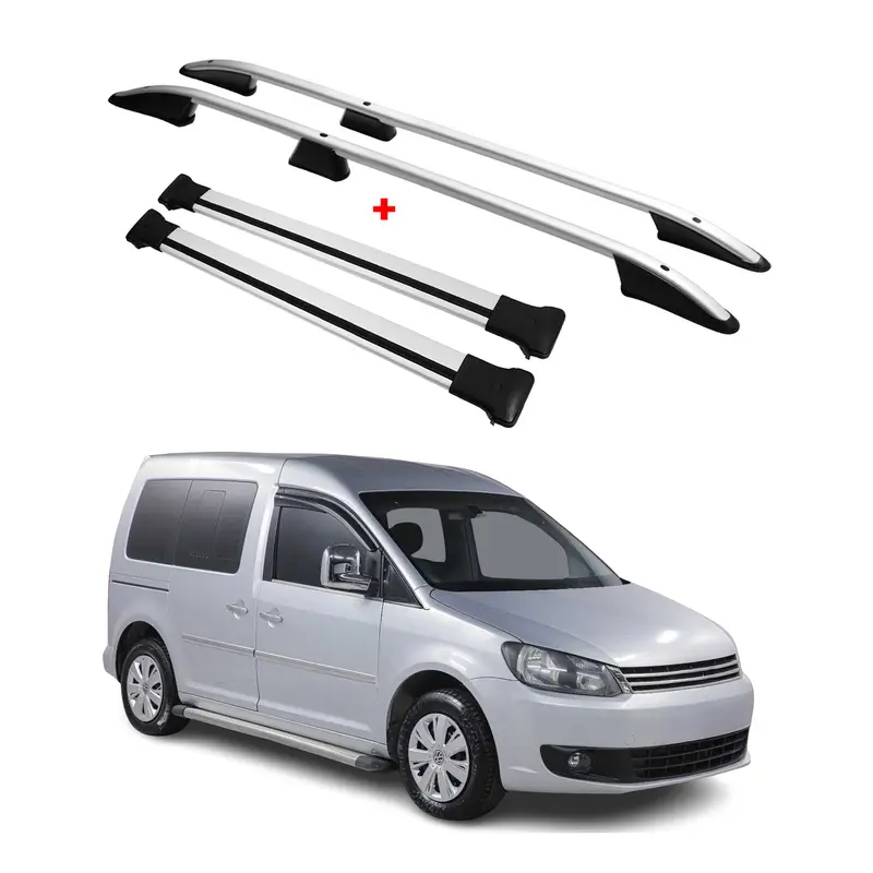 Kit Barres de toit pour VW Caddy 2003-2020 Alu Gris L1 Empattement Court 4x