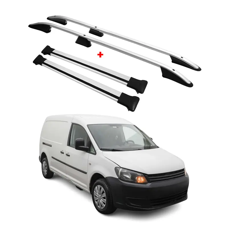 Kit Barres de toit pour VW Caddy 2010-2015 Alu Gris L2 Empattement Long 4x