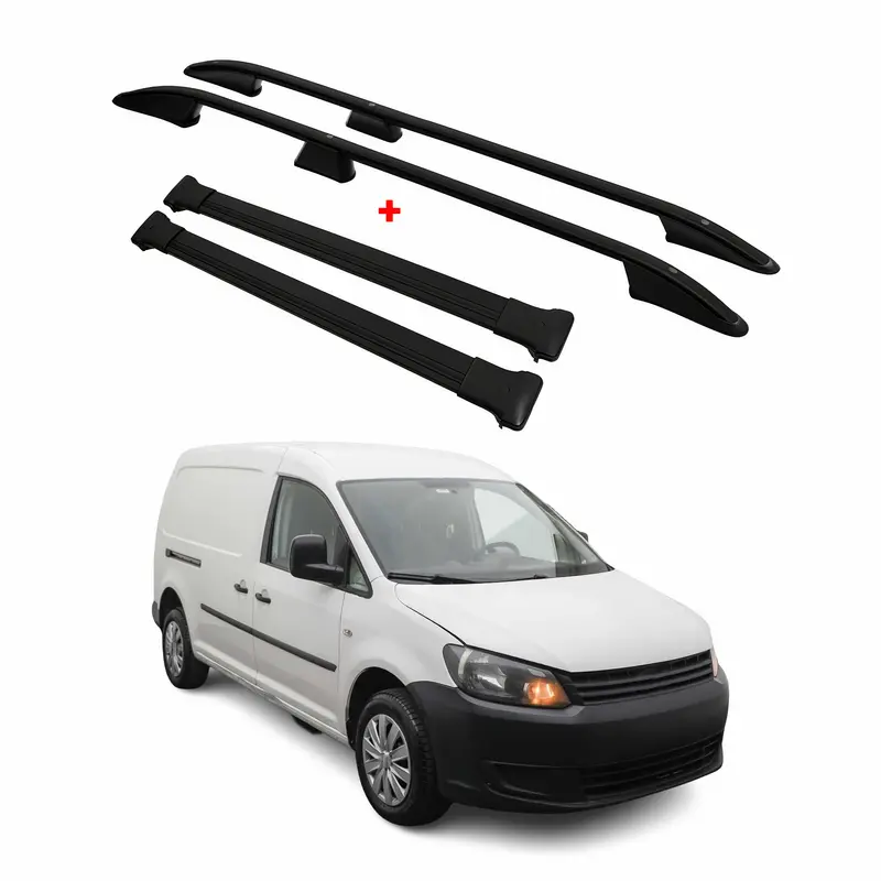 Kit Barres de toit pour VW Caddy 2010-2015 Alu Noir L2 Empattement Long 4x