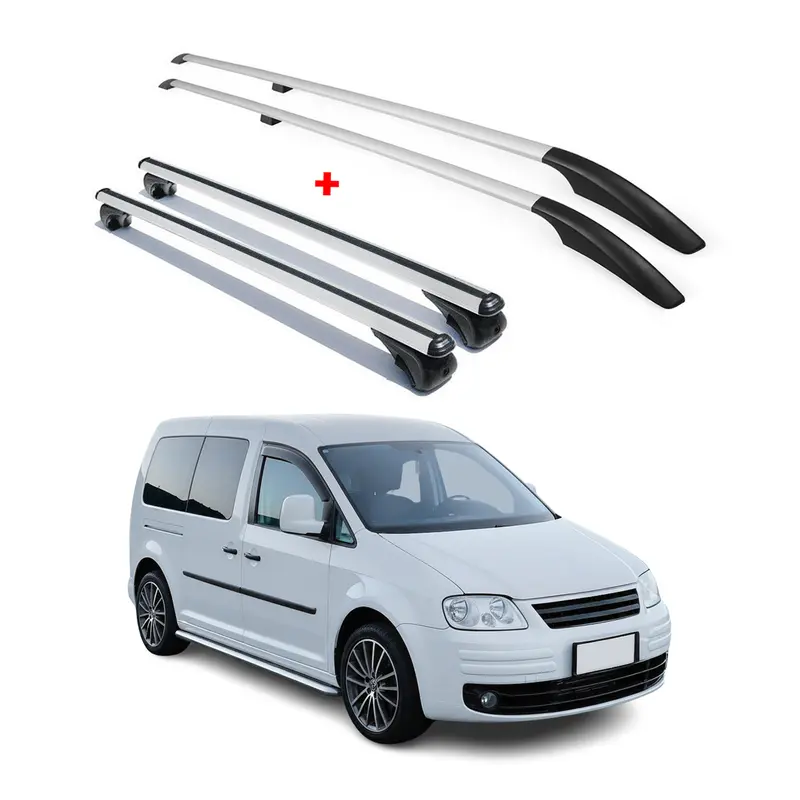 Kit Barres de toit pour VW Caddy 3 2003-2015 Alu Gris L2 Empattement Long 4x