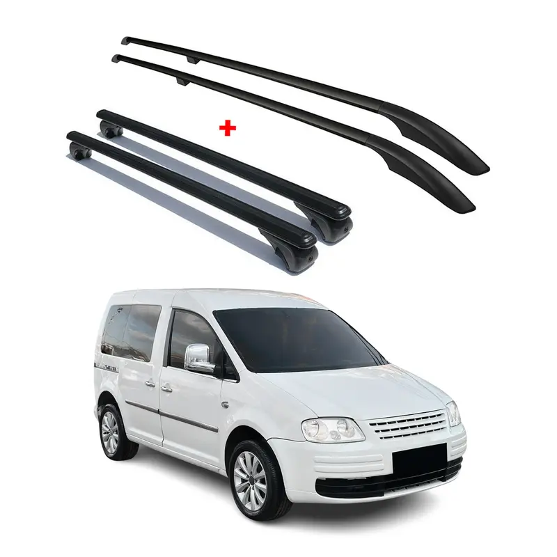 Kit Barres de toit pour VW Caddy 3 2003-2015 Alu Noir L1 Empattement Court 4x