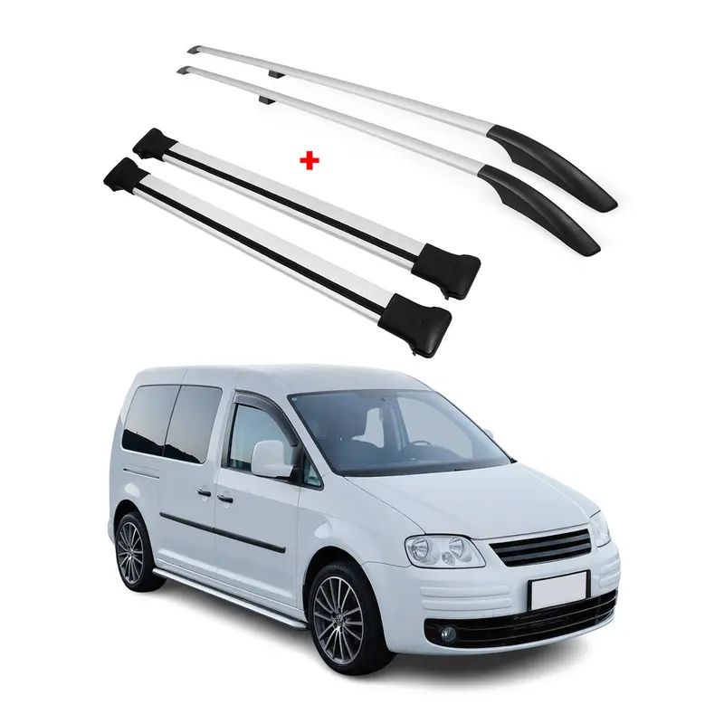 Kit Barres de toit pour VW Caddy 3 2003-2015 L2 Long Gris Alu 4 pcs