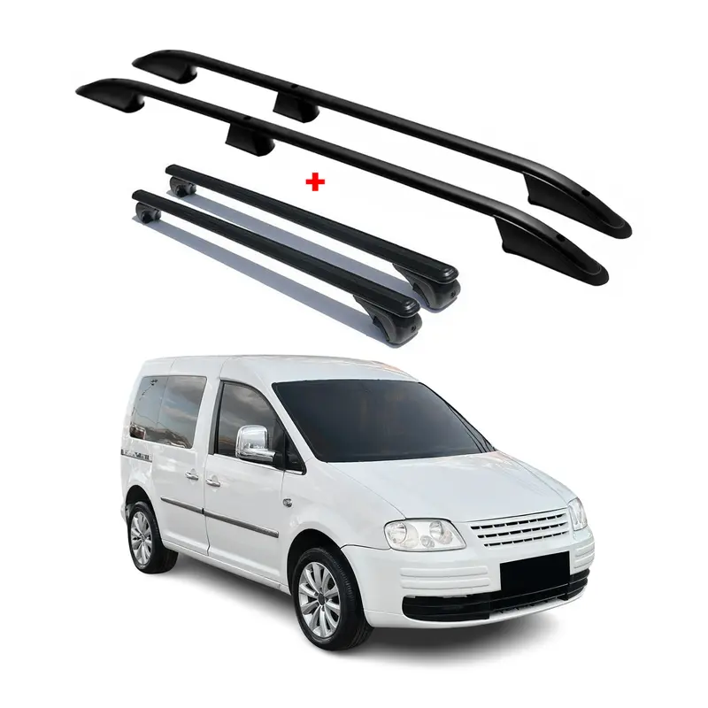 Kit Barres de toit pour VW Caddy 3 4 2003-2020 Alu Noir L1 Empattement Court 4x