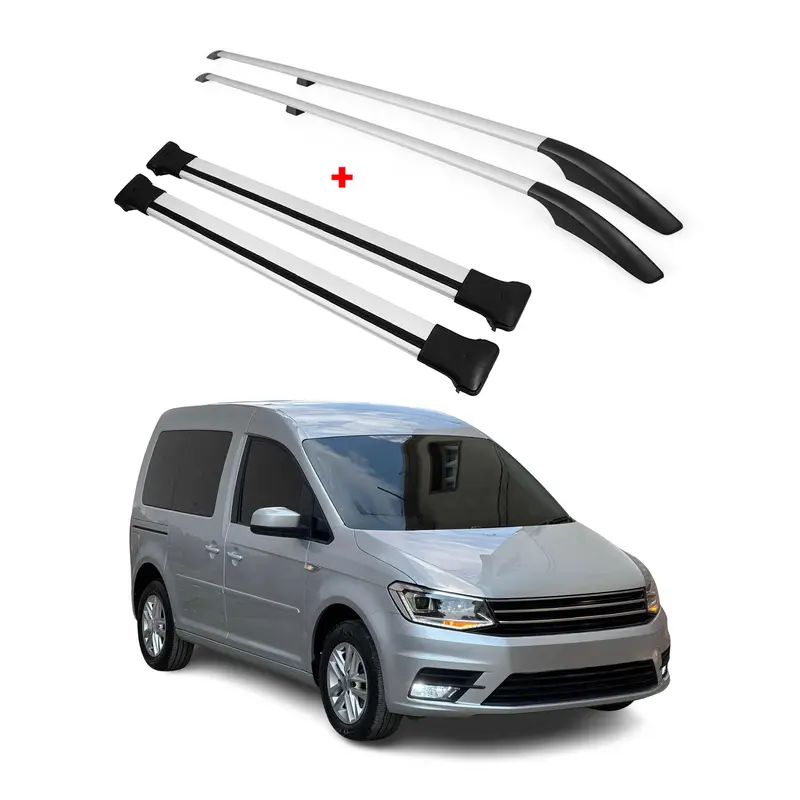 Kit Barres de toit pour VW Caddy 4 2015-2020 Alu Gris L1 Empattement Court 4x