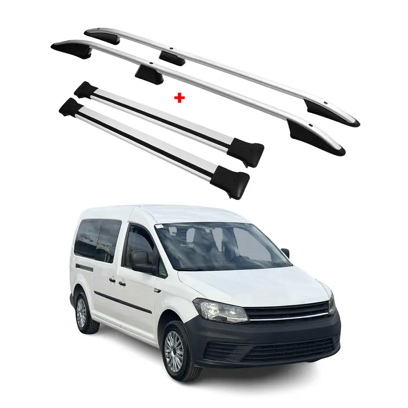 Kit Barres de toit pour VW Caddy 4 2015-2020 Alu Gris L2 Empattement Long 4x