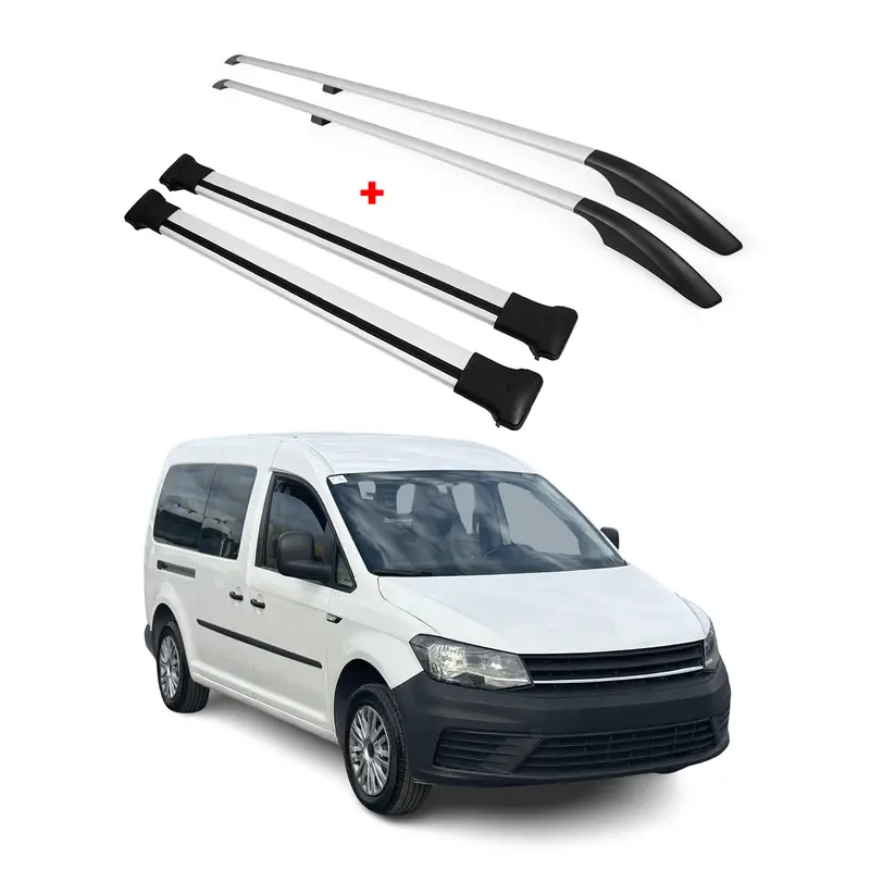 Kit Barres de toit pour VW Caddy 4 2015-2020 Alu Gris L2 Long 4 pcs