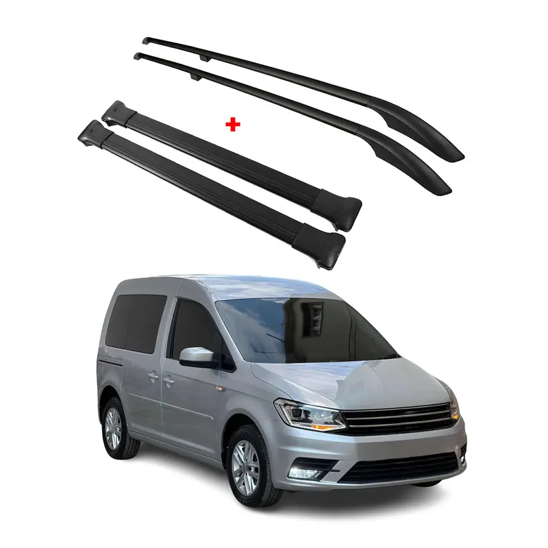 Kit Barres de toit pour VW Caddy 4 2015-2020 Alu Noir L1 Empattement Court 4x