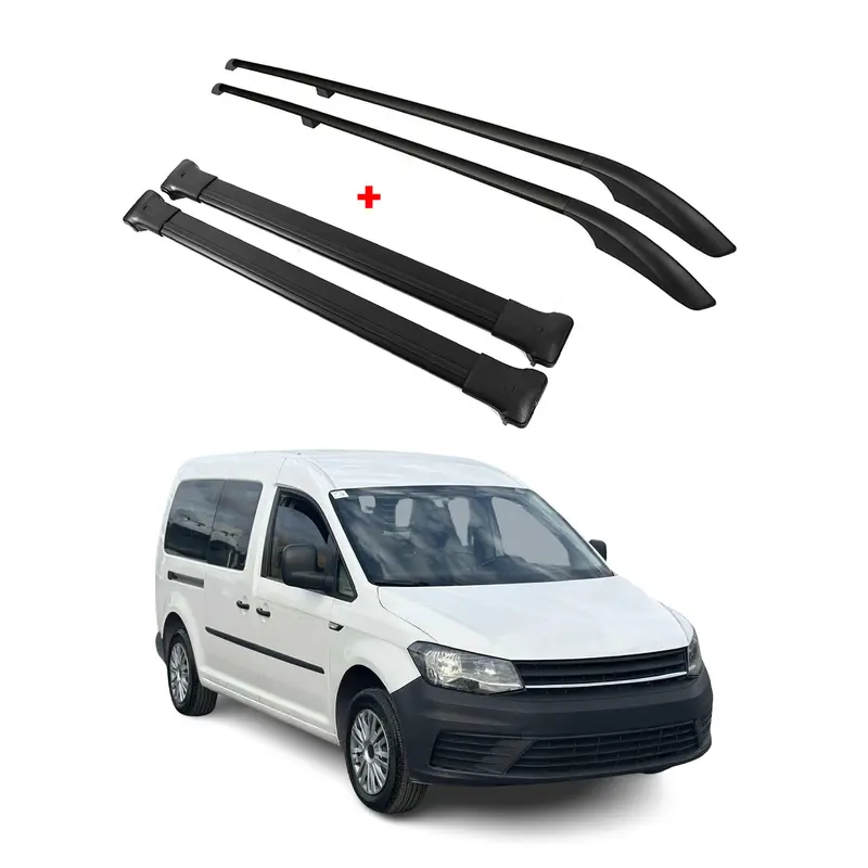 Kit Barres de toit pour VW Caddy 4 2015-2020 Alu Noir L2 Empattement Long 4x