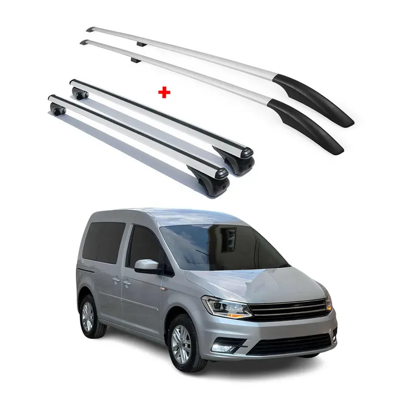Kit Barres de toit pour VW Caddy 4 2015-2020 Gris Alu L1 Empattement Court 4 Pcs