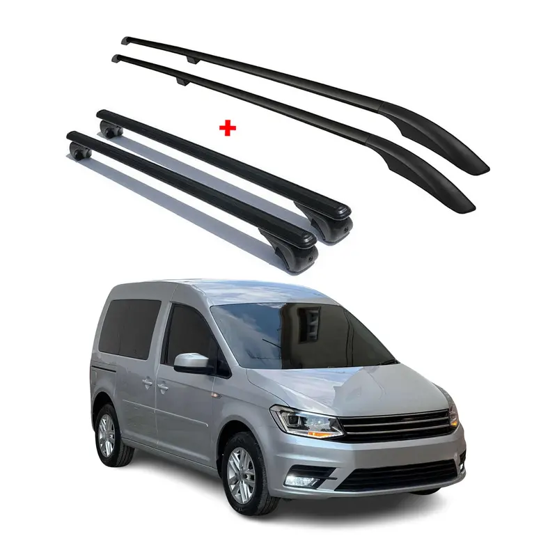 Kit Barres de toit pour VW Caddy 4 2015-2020 L1 Empattement Court Alu Noir 4x
