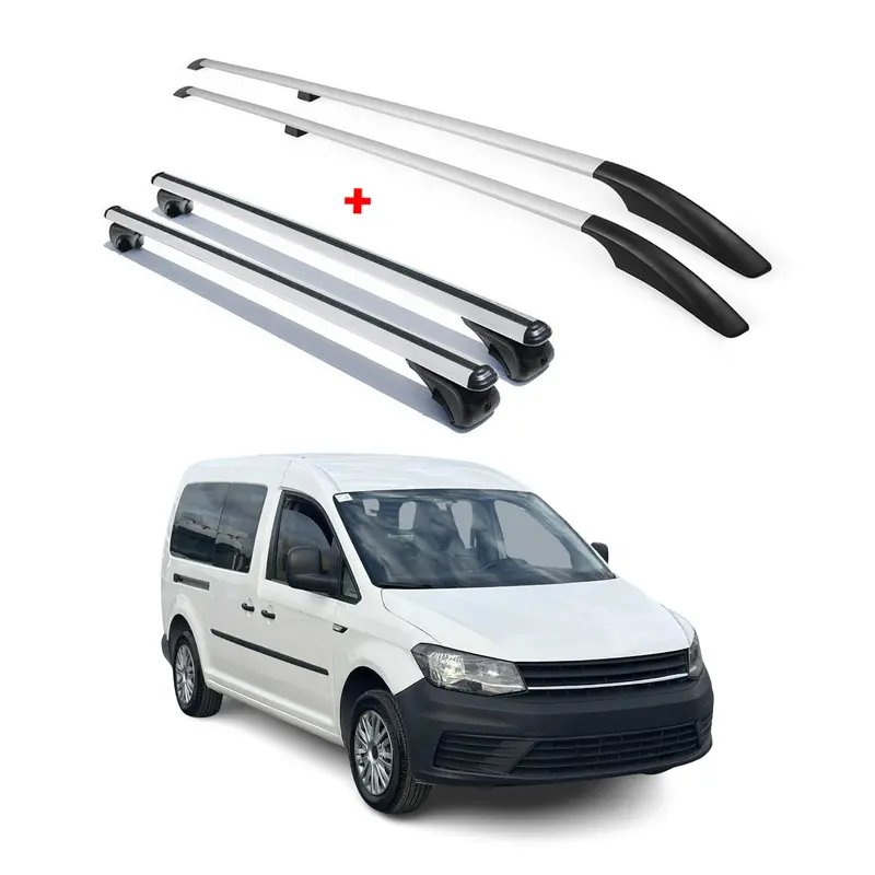 Kit Barres de toit pour VW Caddy 4 2015-2020 L2 Empattement Long Alu Gris 4 pcs
