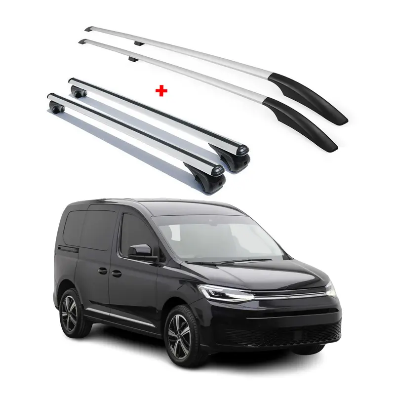 Kit Barres de toit pour VW Caddy 5 2020-2026 Alu Gris L1 Empattement Court 4x