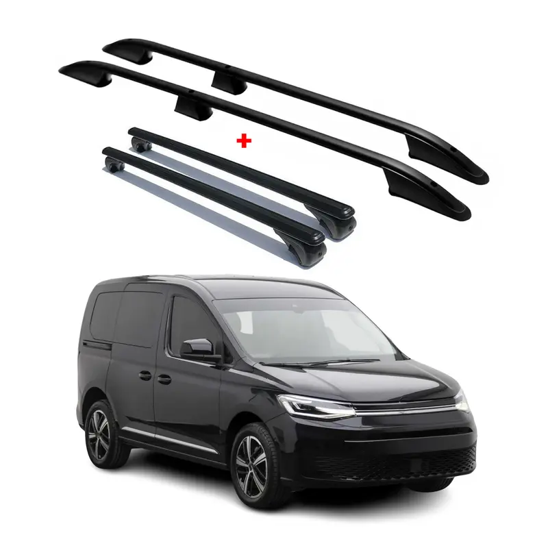 Kit Barres de toit pour VW Caddy 5 2020-2026 L1 Alu Noir 4x