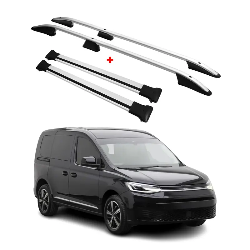 Kit Barres de toit pour VW Caddy 5 2020-2026 L1 Barres de toit Alu Gris 4x