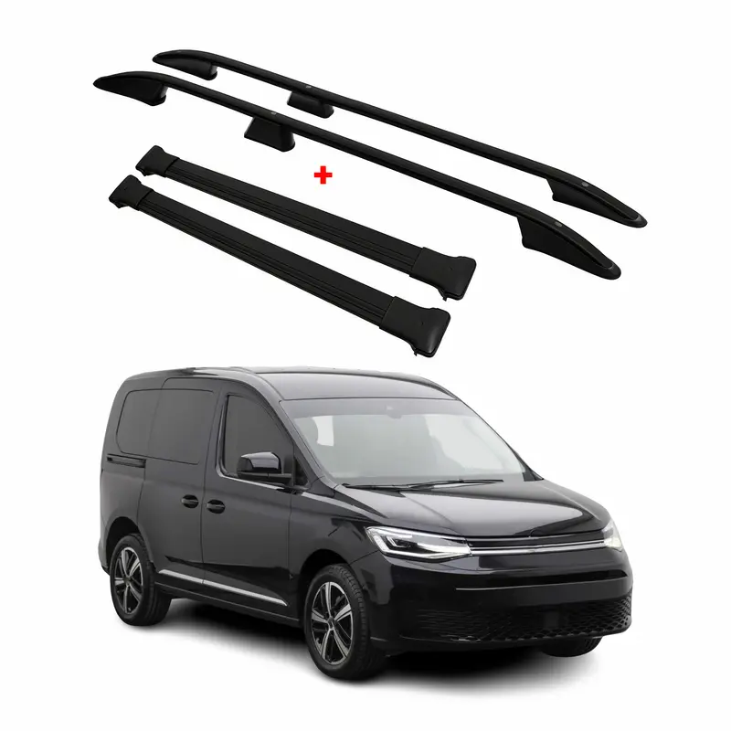 Kit Barres de toit pour VW Caddy 5 2020-2026 L1 Barres de toit Alu Noir 4x