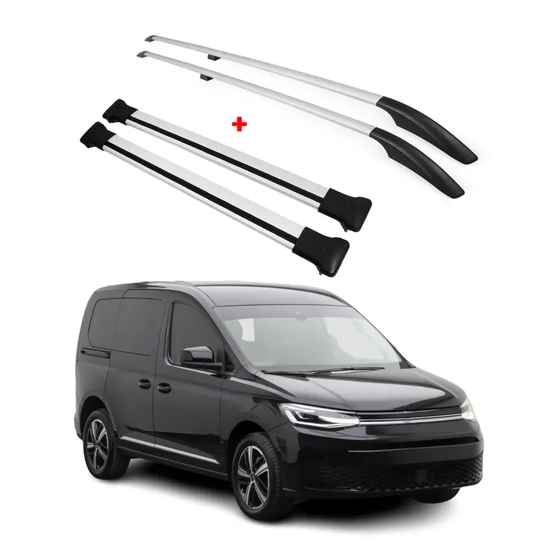 Kit Barres de toit pour VW Caddy 5 2020-2026 L1 Empattement Court Alu Gris 4x
