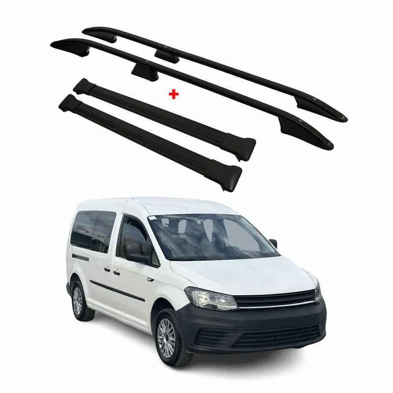 Kit Barres de toit pour VW Caddy Maxi 2015-2020 L2 Long Alu Noir 4x