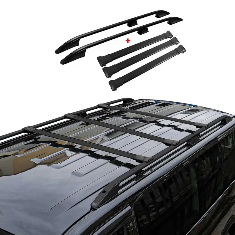 Kit Barres de toit pour VW T5 T6 T6.1 Multivan Caravelle 2015-2024 L2 Noir 5x