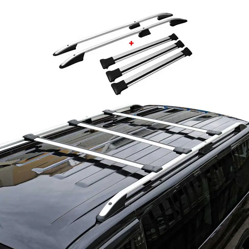 Kit Barres de toit pour VW T5 T6 T6.1 Transporter 2015-2024 L2 Alu Gris 5x
