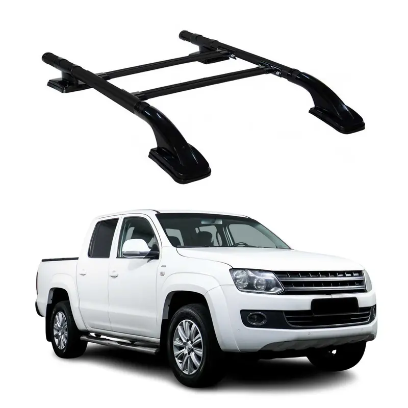 KIT Barres de toit trans+long pour VW Amarok Double Cab  2010-2024 Alu Noir