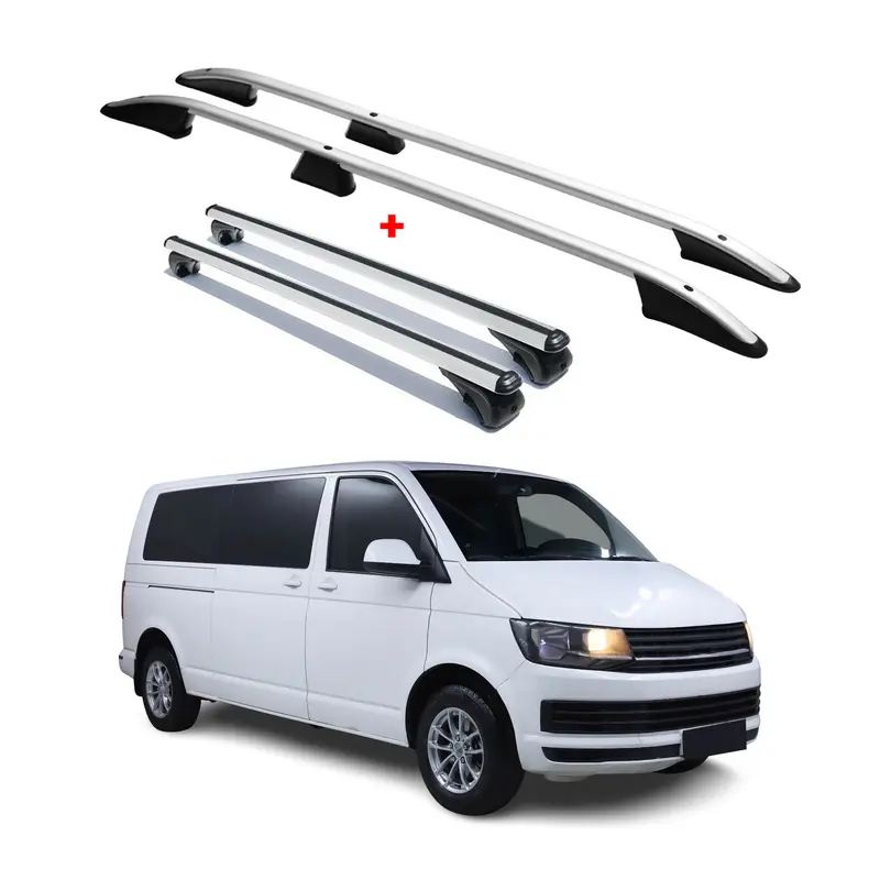 KIT Barres de toit trans+long pour VW T6 T6.1 Transporter 2015-2024 L2 Long Alu
