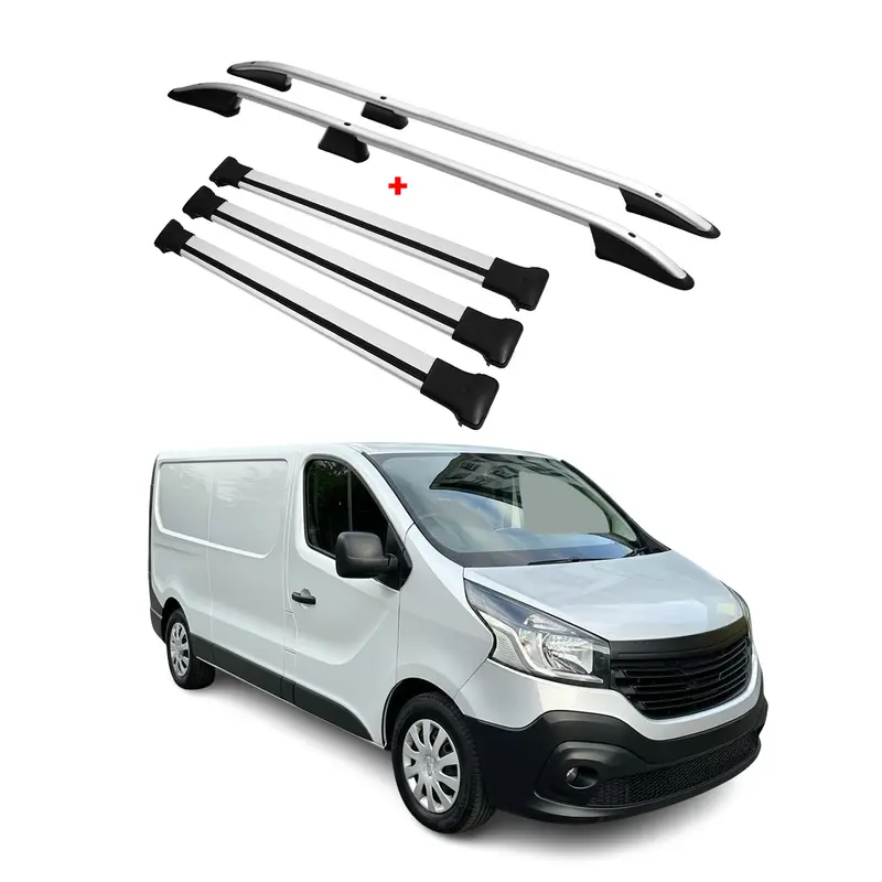 Kit Barres et Rails de Toit pour Renault Trafic 2014-2026 L2 Alu Gris