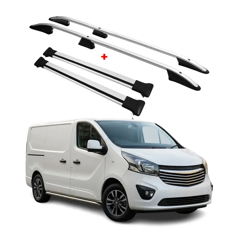 Kit Barres et Rails de Toit pour Renault Trafic / Opel Vivaro B 2014-26 L1 Gris