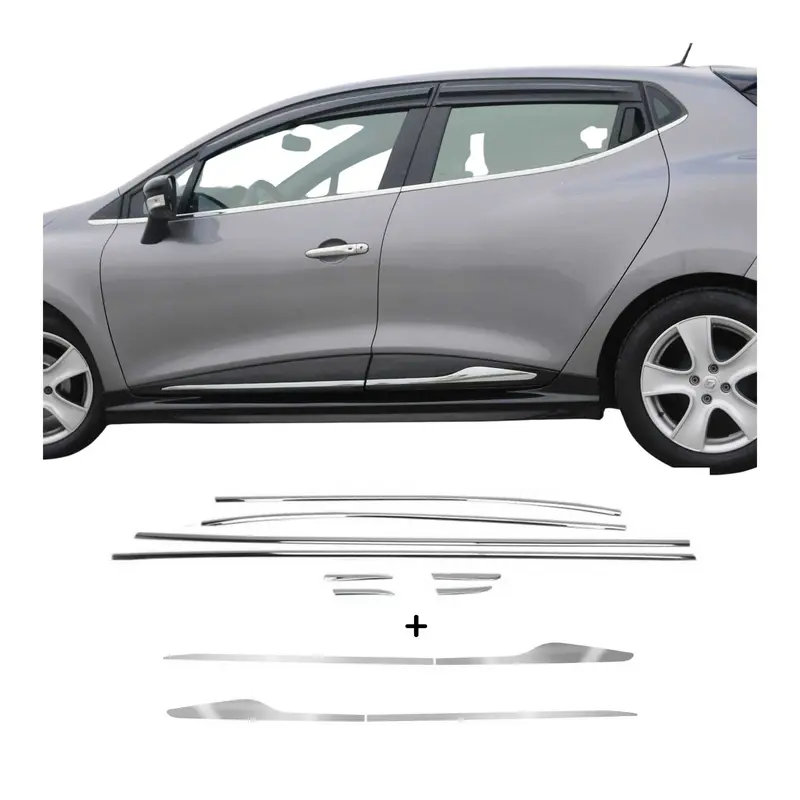 Kit Garniture De Fenêtre & Porte Latérale Chromé pour Renault Clio HB 2012-2019