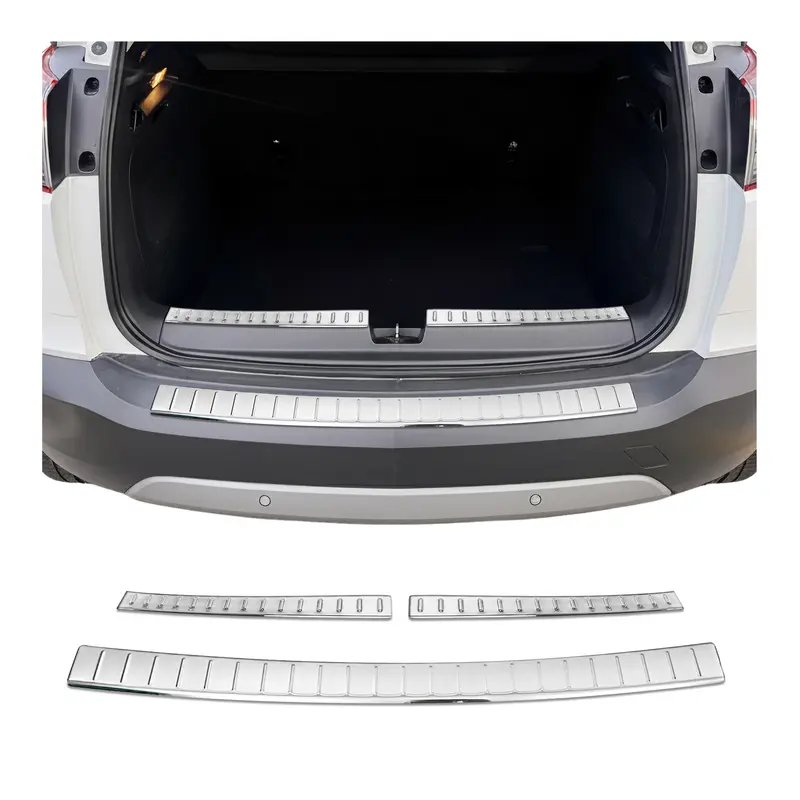 Kit Protection de Pare-Chocs arrière pour Opel Crossland X 2017-21 Brillant inox