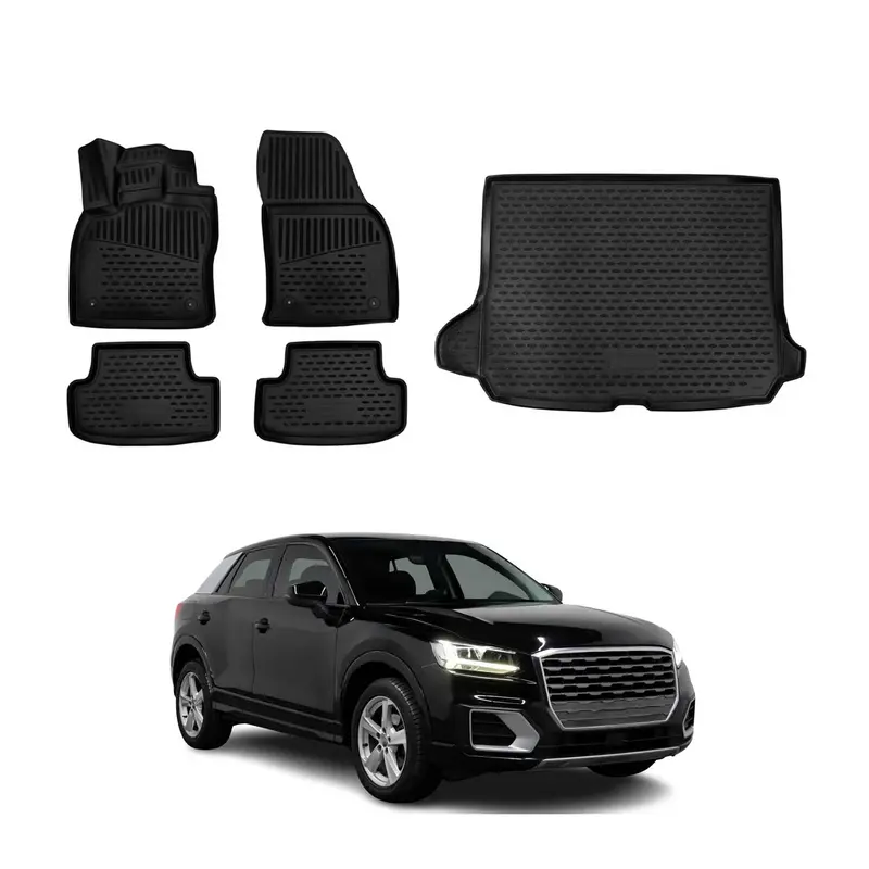 Kit Tapis de sol et coffre pour Audi Q2 2017-2026 en Caoutchouc TPE Noir