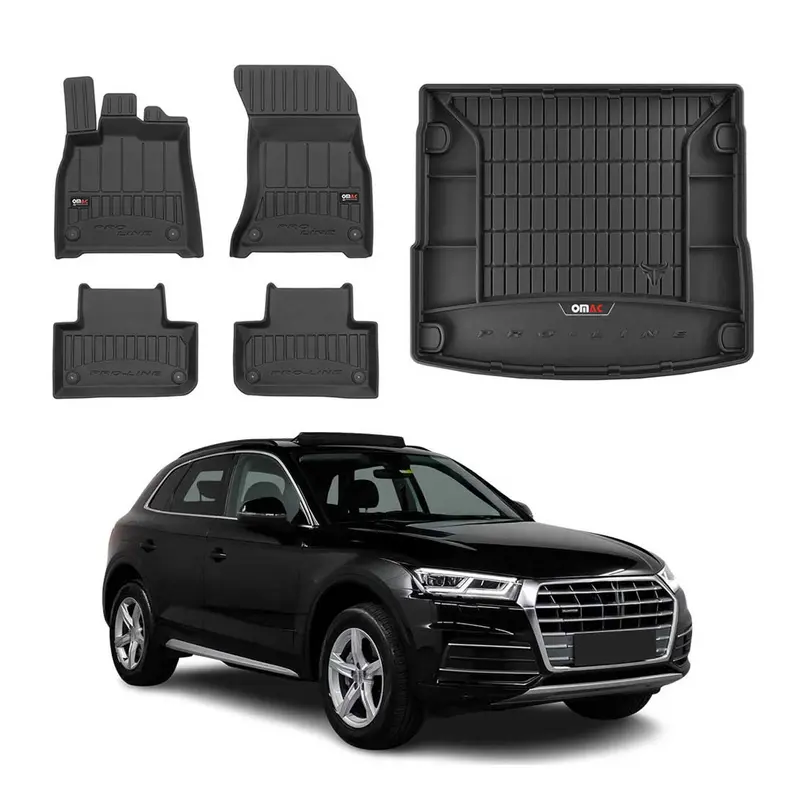 Kit Tapis de Sol et Coffre pour Audi Q5 II 2017-2022 TPE Noir