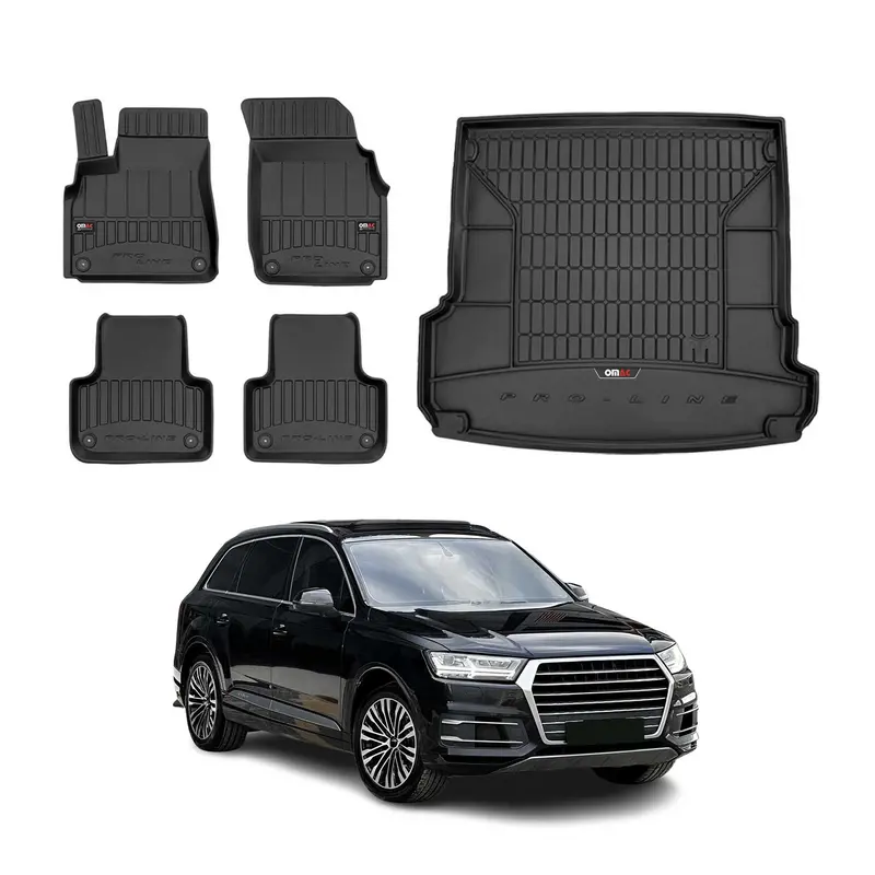 Kit Tapis de Sol et Coffre pour Audi Q7 2015-2026 TPE Noir