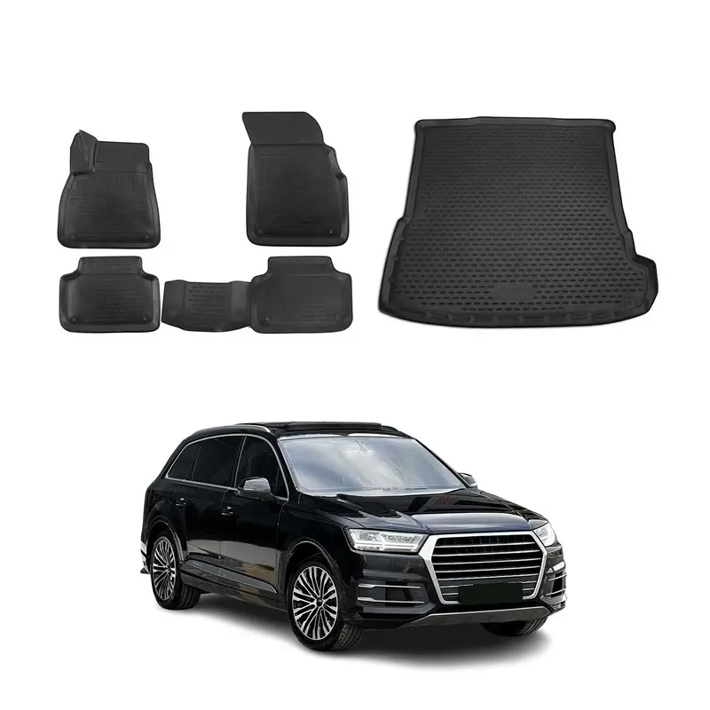 Kit Tapis de sol et coffre pour Audi Q7 4M 2015-2026 en Caoutchouc TPE Noir