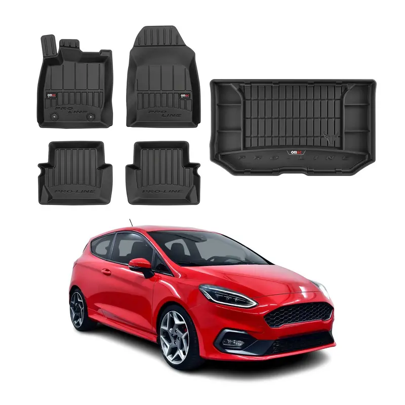 Kit Tapis de Sol et Coffre pour Ford Fiesta mk7 2017-2023 TPE Noir