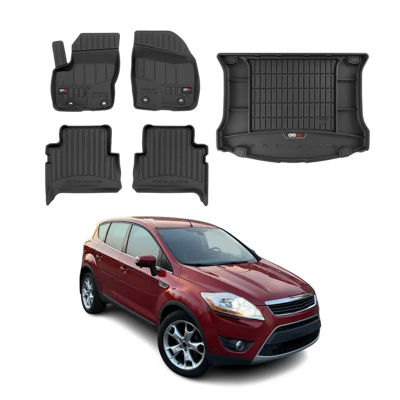 Kit Tapis de Sol et Coffre pour Ford Kuga I 2008-2012 TPE Noir