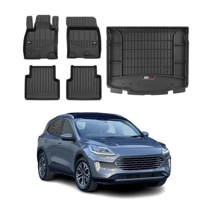Kit Tapis de Sol et Coffre pour Ford Kuga III 2019-2026 TPE Noir