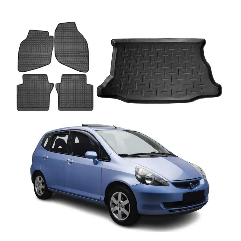 Kit Tapis de sol et coffre pour Honda Jazz 2001-2008 TPE Noir