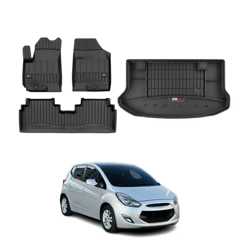 Kit Tapis de Sol et Coffre pour Hyundai ix20 2010-2019 TPE Noir