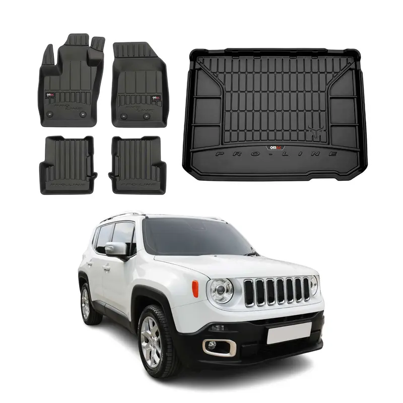 Kit Tapis de Sol et Coffre pour Jeep Renegade 2014-2022 TPE Noir