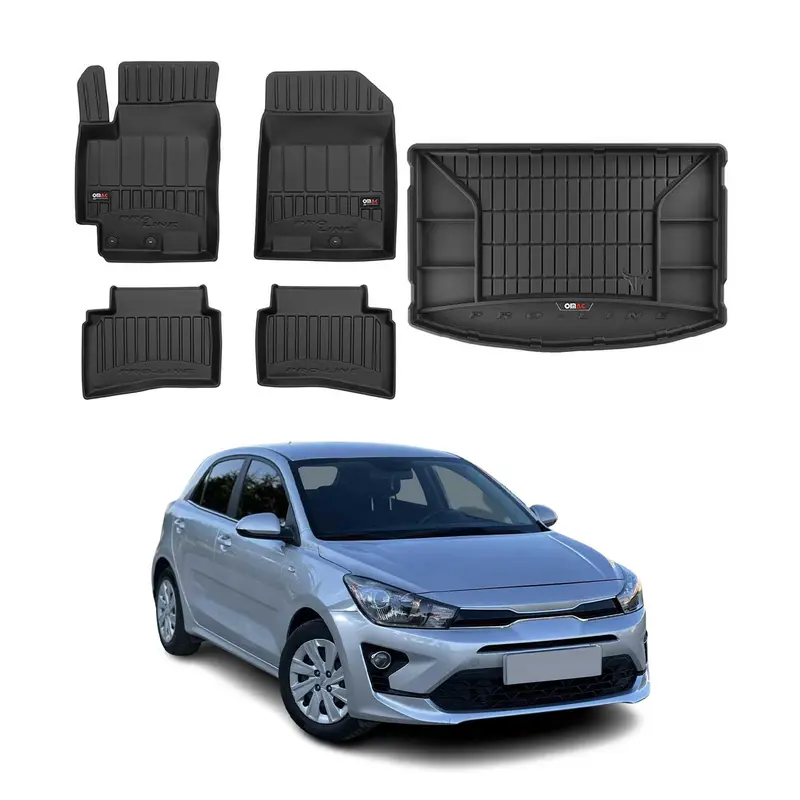 Kit Tapis de Sol et Coffre pour Kia Rio 2017-2020 TPE Noir